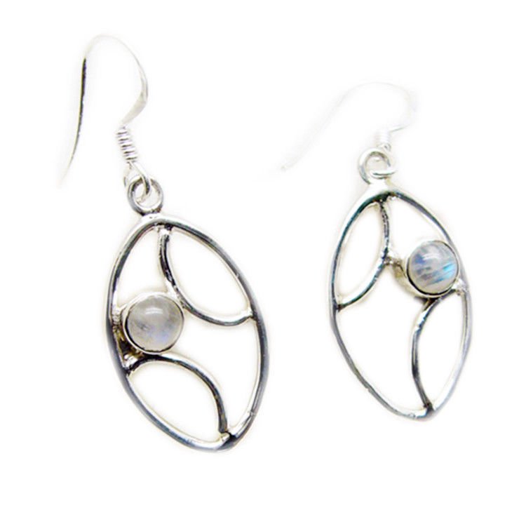 fair Rainbow Moonstone 925 Sterling Silver White Earring genuine gemstones US