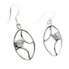 fair Rainbow Moonstone 925 Sterling Silver White Earring genuine gemstones US