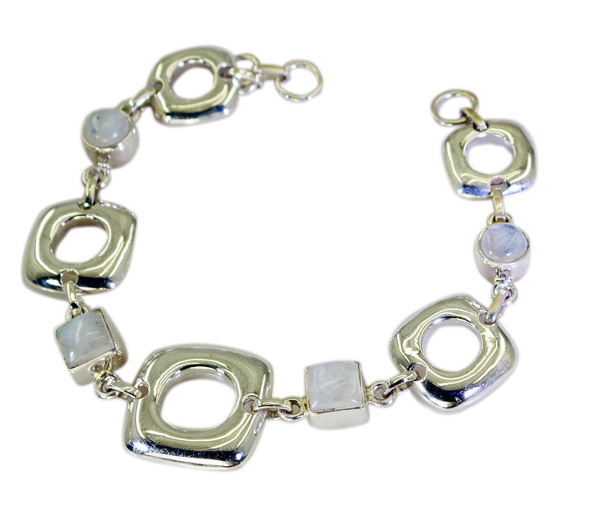 fine Rainbow Moonstone 925 Solid Sterling Silver White Bracelet suppiler US