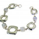 fine Rainbow Moonstone 925 Solid Sterling Silver White Bracelet suppiler US