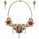 Disney Store UK Beauty and the Beast Enchanted Rose Necklace & Earrings Set