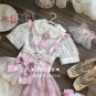 Sakura Love Idol Pink Plaids Patchwork Cute Girl Suspender Skirt with Necktie Lolita