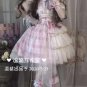 Sakura Love Idol Pink Plaids Patchwork Cute Girl Suspender Skirt with Necktie Lolita