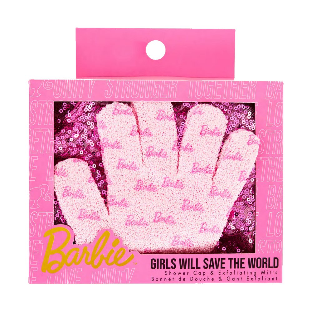 Primark Barbie The Movie Mattel Shower Cap & Exfoliating Mitts