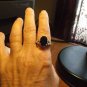 Australian Black Tourmaline/White Topaz Ring Platinum over .925 Silver sz. 10