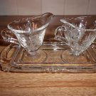 Vintage Heisey Etched Orchid Pattern Sugar & Creamer W/Tray Ca. 1940's *MINT*