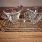 Vintage Heisey Etched Orchid Pattern Sugar & Creamer W/Tray Ca. 1940's *MINT*