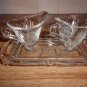 Vintage Heisey Etched Orchid Pattern Sugar & Creamer W/Tray Ca. 1940's *MINT*