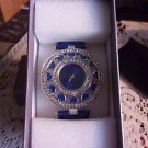 Strada Quartz Austrian Crystal Watch With Blue Leather Band *NIB*