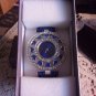 Strada Quartz Austrian Crystal Watch With Blue Leather Band *NIB*