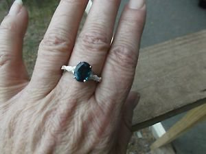 Indicolite Quartz 2.90ct Solitaire Ring in Sterling Silver size 8