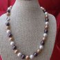 Beautiful 10mm multi-color shell pearl necklace w/Tibetan silver clasp