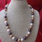Beautiful 10mm multi-color shell pearl necklace w/Tibetan silver clasp