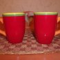 Set of 2 Beautiful Red Dansk Haindpainted 14oz Coffee Mugs Cups *MINT*