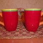 Set of 2 Beautiful Red Dansk Haindpainted 14oz Coffee Mugs Cups *MINT*