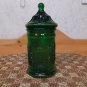 Vintage pressed glass emerald color lidded jar apothecary style