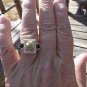 White Goldenite With Black Spinel Ring in platinum over Sterling Silver sz 7