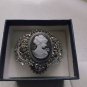 Strada Cameo Austrian Crystal Slave Cuff Watch and Ring Silvertone *NWOT*