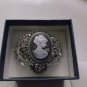 Strada Cameo Austrian Crystal Slave Cuff Watch and Ring Silvertone *NWOT*