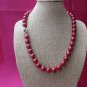 Beautiful 10mm red shell pearl strand necklace 18 inches w/Tibetan silver clasp