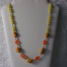 handmade Yellow jade and orange turquoise necklace