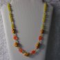 handmade Yellow jade and orange turquoise necklace