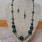 Beautiful handmade Malachite and Jade necklace and earring set