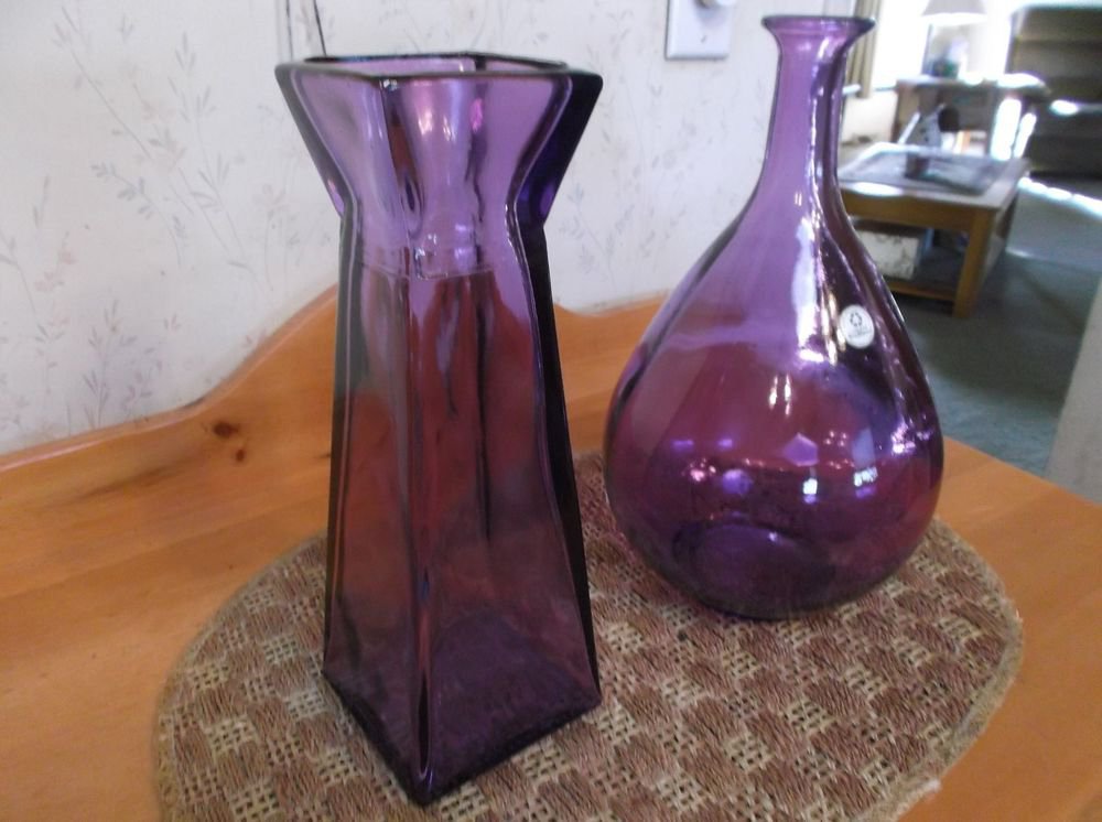 Handmade Recycled Glass Vidrios San Miguel Amethyst Vases from Spain *MINT*