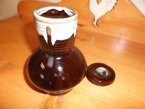 Vintage Pottery Brown Drip Nightstand Water Carafe *MINT*