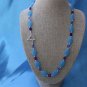 Beautiful Cobalt and light blue Czech glass necklace 20 inch w/Tibetan silver