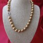 Big bold 12mm golden shell pearl necklace 18 inches w/Tibetan silver clasp