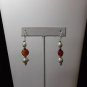 Handmade Baroque pearl and Carnelian earrings/gold plated
