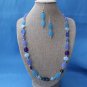 Handmade Blue Czech glass necklace and earring set