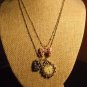 Beautiful Multi Charm Brasstone Clock Necklace 18-20 Inch NWOT