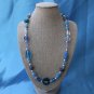 Beautiful handmade blue Lampwork bead necklace 21 inch w/Tibetan silver clasp