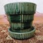 Vintage Mccoy green basket weave flower pot with attached saucer