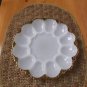 Vintage Milk Glass Anchor Hocking Deviled Egg Platter w/Gold Trim *EVC*