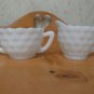 Perfect Milk Glass Hazel Atlas Sugar and Creamer Set w/label