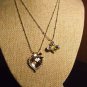 Pretty Goldtone Rhinestone Heart & Bumble Bee Charm Necklace NWOT
