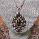 Big Bold Bronzetone Rhinestone necklace with goldtone chain
