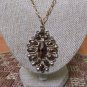 Big Bold Bronzetone Rhinestone necklace with goldtone chain