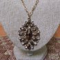 Big Bold Bronzetone Rhinestone necklace with goldtone chain