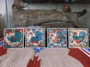 Pretty beverage rooster coaster set