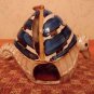 Very Cool Whimsical Seahorse Sailboat Art Pottery Tealight Holder *MINT*