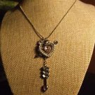 Pretty Heart & Arrow Multi Charm 18-20 Inch Brasstone Necklace NWOT