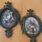 Beautiful Vintage Ornate Brass Framed Floral Pictures Made in Italy *EVC*