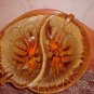 Vintage California USA Pottery #725 Divided Fall Leaf Nut Bowl Dish *EVC*