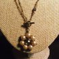 Double Chain Faux Pearl & Rhinestone Charm Necklace Front Toggle Clasp NWOT 18"