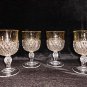 Vintage Indiana Glass Diamond point Kings Crown Lemon Flash goblets *RARE*
