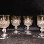 Vintage Indiana Glass Diamond point Kings Crown Lemon Flash goblets *RARE*
